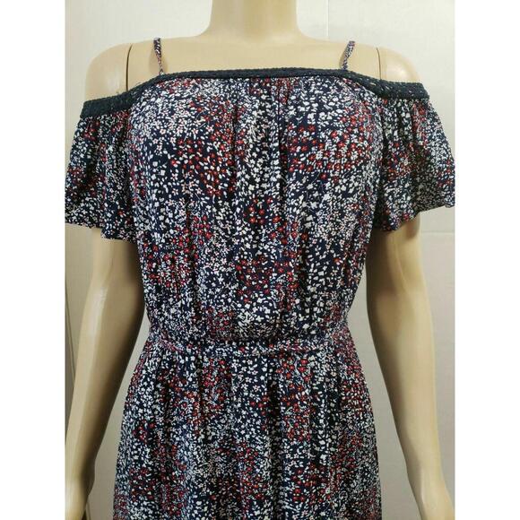 M&S Collection Off Shoulder Floral Navy Mix Dress Size UK 8 EUR 36 US 4(S) NWT! - Picture 3 of 10
